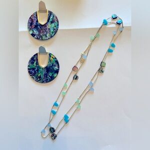Kendra Scott Diana abalone earrings and matching necklace